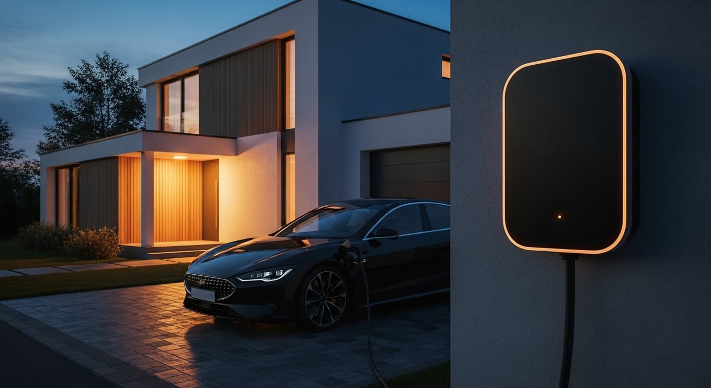 Stație Ampora Box instalată acasă, mașină electrică la încărcare